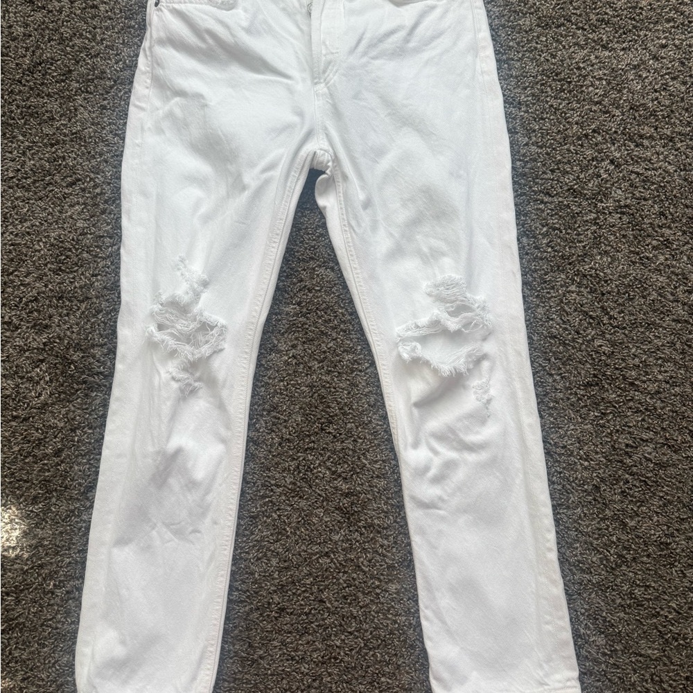 Agolde Riley cropped white distressed jeans sz 26